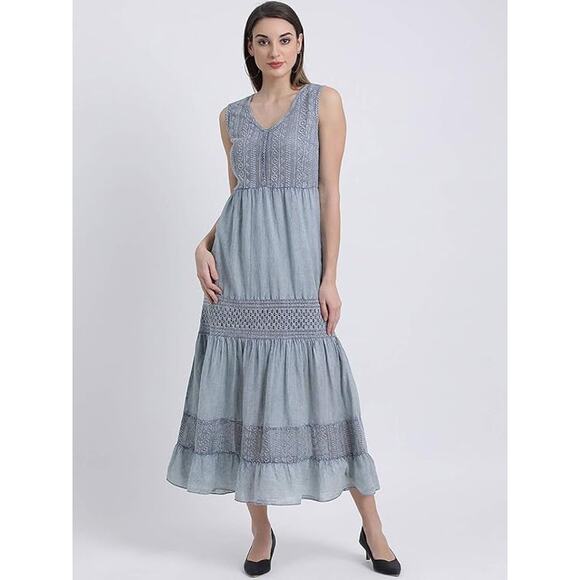 Zink London Dresses & Skirts - ZINK Women's Blue Self Design Fit and Flare Dress Size S